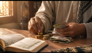 how to calculate and pay zakat - gold coins and Quran