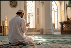 Muslim performing Sujud Sahw rules prostration to correct a prayer mistake