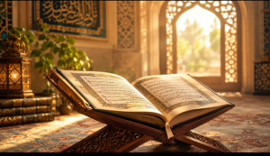 Why Islam is true: the Holy Quran on a wooden stand