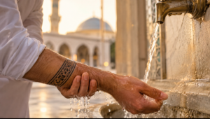 wudu and ghusl valid with a tattoo — hands performing ablution